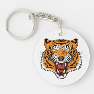 Fierce Tiger Head Illustration-24327 Key Ring