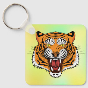 Fierce Tiger Head Illustration-24327 Key Ring