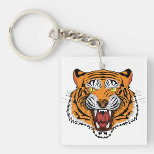 Fierce Tiger Head Illustration-24327 Key Ring