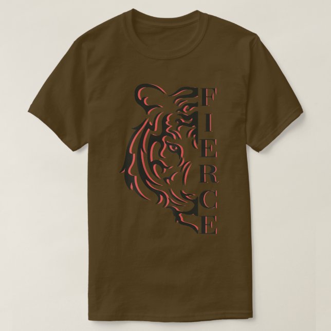 Fierce Tiger - Split Style Empowerment Motivation  T-Shirt (Design Front)