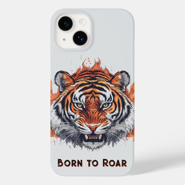 Fierce Tiger with Flames - Customizable Text Case-Mate iPhone Case (Back)