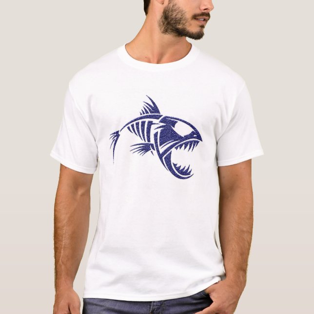 Fierce tribal fish skeleton t shirt (Front)