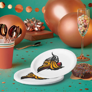 Fierce Viking Warrior Head Norse Helmet and Beard Paper Plate