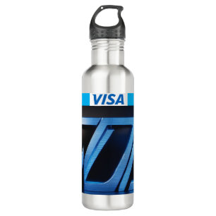 Fierce Visa Logo Art on Black and Blue Background- 710 Ml Water Bottle