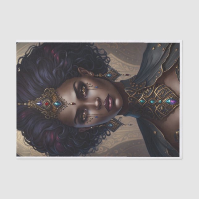 Fierce Warrior Queen African American Decoupage  Tissue Paper (Front)