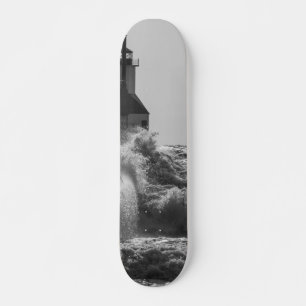 Fierce Waves At St Joseph Grayscale Skateboard