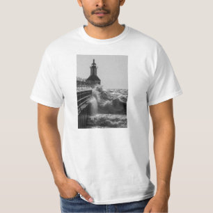 Fierce Waves At St Joseph Grayscale T-Shirt