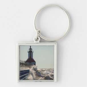 Fierce Waves At St Joseph Key Ring
