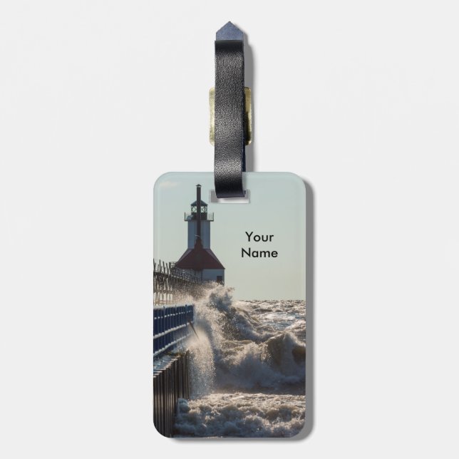 Fierce Waves At St Joseph Luggage Tag (Back Vertical)