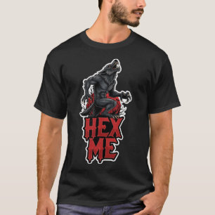 Fierce werewolf roaring under a red moon with HEX T-Shirt