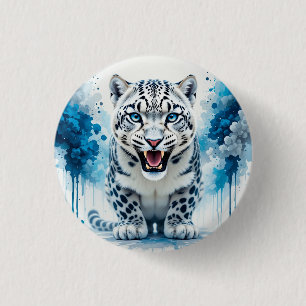 Fierce White Leopard 3 Cm Round Badge