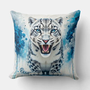 Fierce White Leopard Cushion