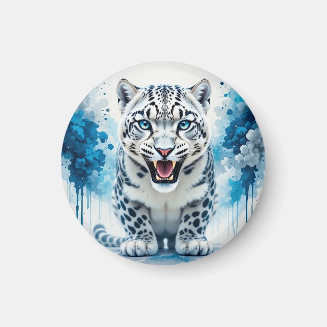 Fierce White Leopard Magnet (Front)