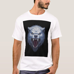 Fierce White Wolf Head Dark Fantasy Illustration T-Shirt