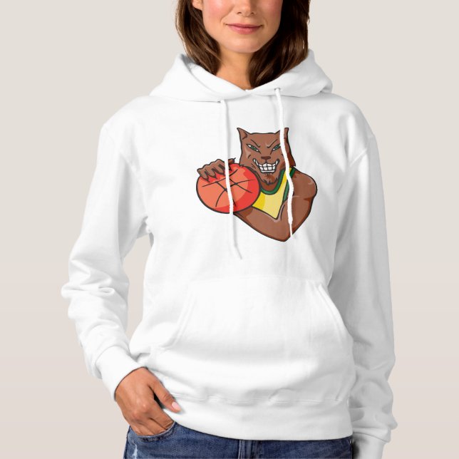 Fierce Wildcat Basketball Mascot Hoodie (Front)