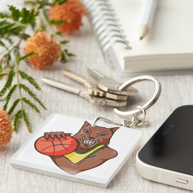 Fierce Wildcat Basketball Mascot Key Ring (Creator Uploaded)