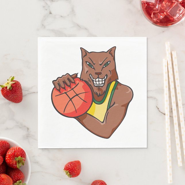 Fierce Wildcat Basketball Mascot Napkin (Creator Uploaded)