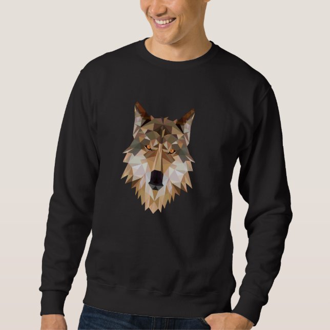 Fierce Wolf Head Geometric Tribal Art Sweatshirt (Front)