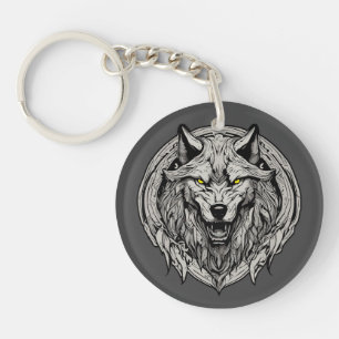 Fierce Wolf Mandala: Symbol of Strength Key Ring
