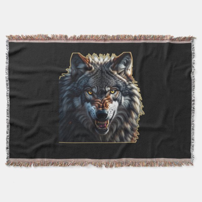 Fierce Wolf – Symbol of Strength and Freedom Throw Blanket (Front)