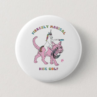 Fiercely Magical Disc Golf Unicorn Riding Cat 6 Cm Round Badge