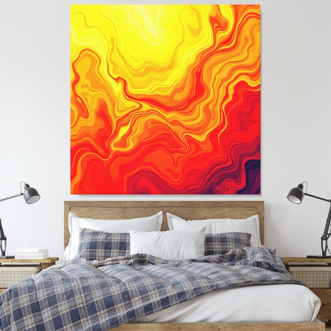 Fiery Abstract Flow Art Canvas Print (Insitu(Bedroom))