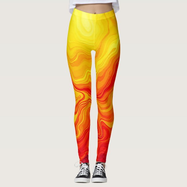 Fiery Abstract Flow Art Leggings (Front)
