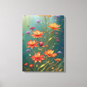 Fiery Abstract Flower Canvas Print
