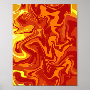 Fiery Abstract in Red, Orange, and Yellow Poster