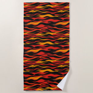 Fiery Abstract Pattern Beach Towel