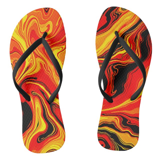 Fiery Abstract Swirls of Emotion Flip Flops (Footbed)