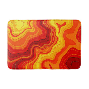 Fiery Abstract Topography Art Bath Mat