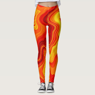 Fiery Abstract Topography Art Leggings