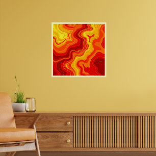 Fiery Abstract Topography Art Poster