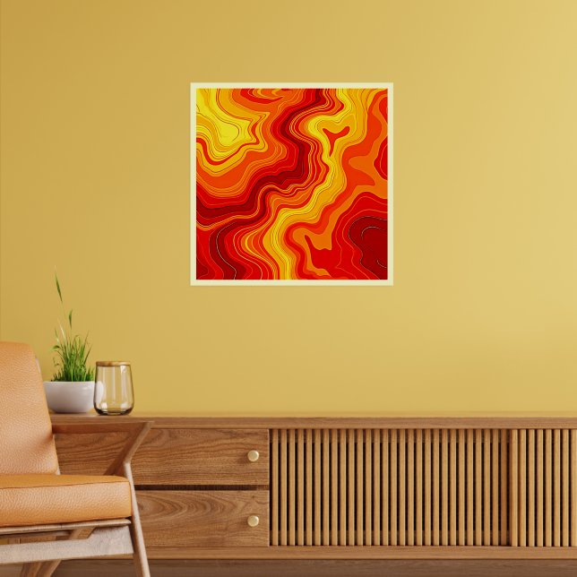 Fiery Abstract Topography Art Poster (Living Room 2)
