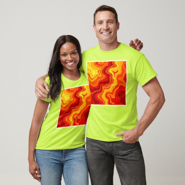Fiery Abstract Topography Art T-Shirt (Unisex)