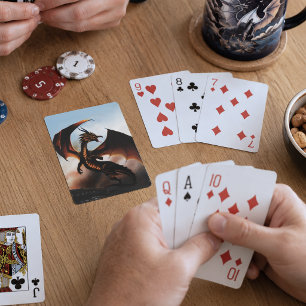 Fiery Amber Dragon Fantasy Playing Cards