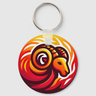 Fiery Aries Astrology Sign Key Ring