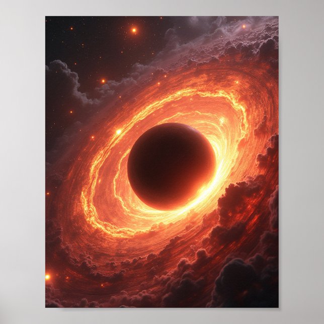 Fiery Black Hole Space Vortex Cosmic Event Art Poster (Front)