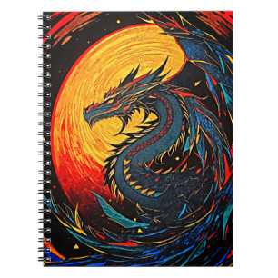 Fiery Blood Moon Dragon Graphic Spiral Notebook