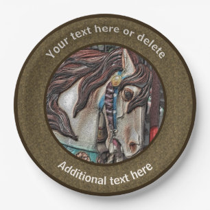 Fiery Carousel Horse Art Personalized Party  Paper Plate