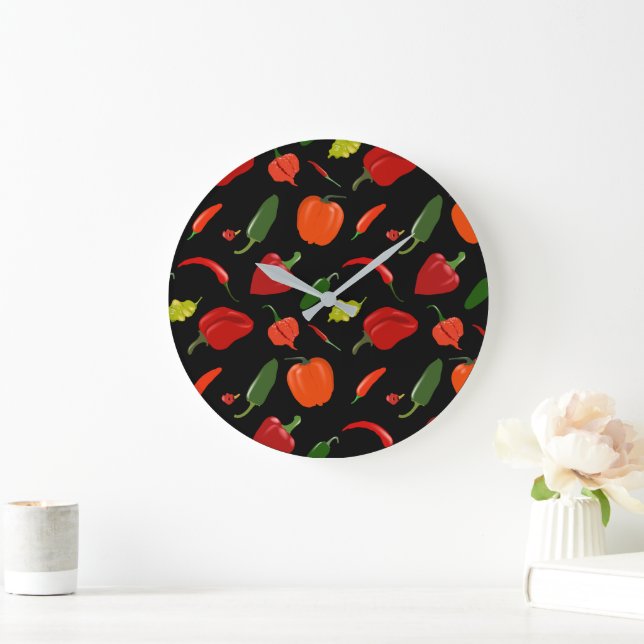 Fiery Chilli Pepper Home Decor Large Clock (Home)