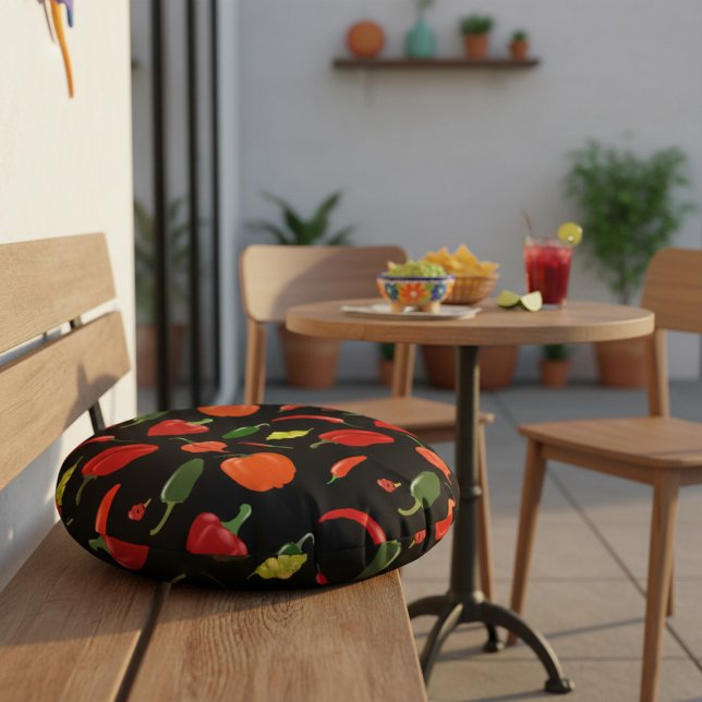 Fiery Chilli Pepper Home Decor Round Cushion (Creator Uploaded)