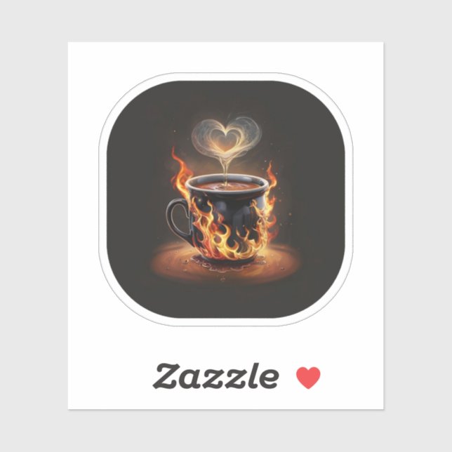 Fiery Christmas Coffee Cup with Heart Steam Art (Sheet)
