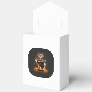 Fiery Christmas Coffee Cup with Heart Steam Art Favour Box