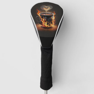 Fiery Christmas Coffee Cup with Heart Steam Art Golf Head Cover