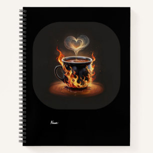 Fiery Christmas Coffee Cup with Heart Steam Art Notebook