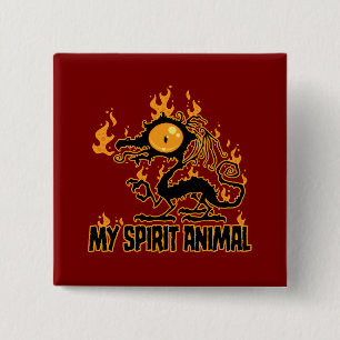 Fiery Crispy Dragon Spirit Animal 15 Cm Square Badge