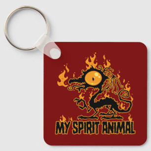 Fiery Crispy Dragon Spirit Animal Key Ring