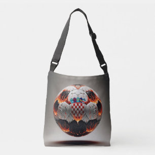 Fiery Croatian Soccer Ball   Crossbody Bag